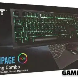 CiT Rampage RGB Gaming Keyboard, Mouse, Headset, and Mouse Pad Combo Set displayed with vibrant RGB lighting.
