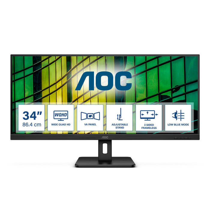 AOC U34E2M computer monitor 86.4 cm (34") 3440 x 1440 pixels Wide Quad HD Black