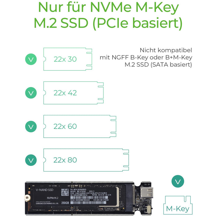 ICY BOX IB-1817M-C31 M.2 NVMe Gehäuse USB-C 3.1 M-Key Sockel Aluminium