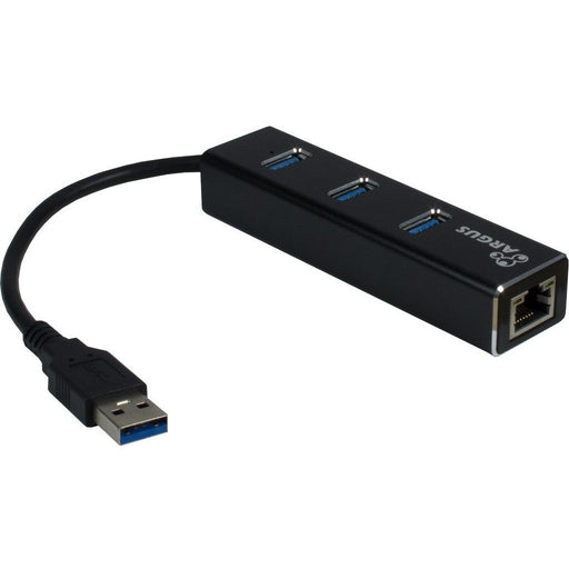 USB3.0 HUB 3Port Inter-Tech Argus IT-310 1x RJ45 Gigabit Lan passiv Black