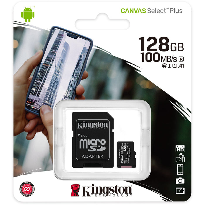 CARD 128GB Kingston Canvas Select Plus MicroSDXC 100MB/s +Adapter