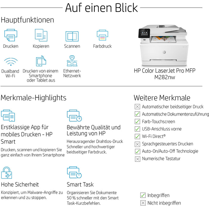 FL HP Color LaserJet Pro MFP M282nw Farblaserdrucker 3in1 A4 LAN WiFi ADF