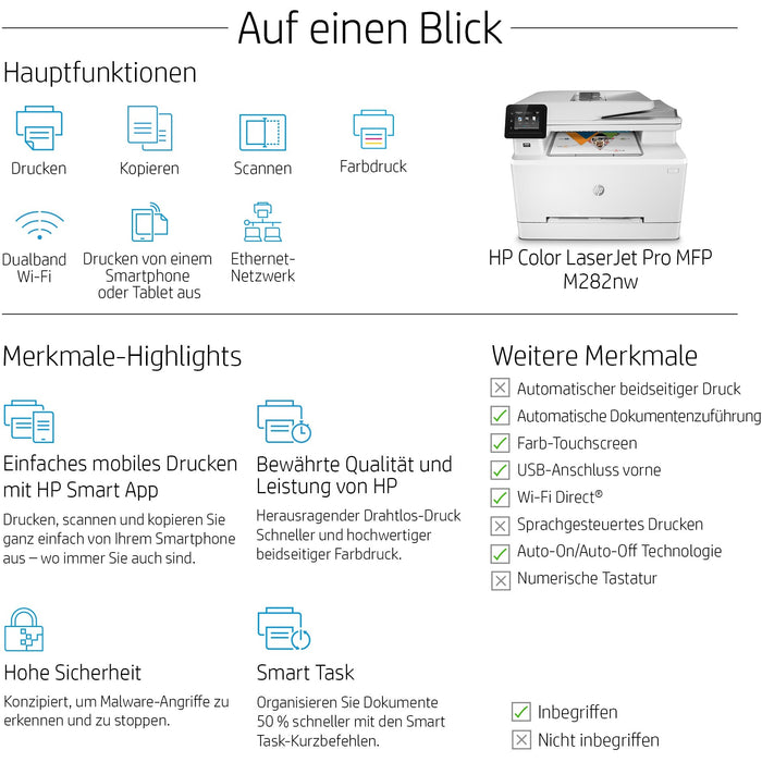 FL HP Color LaserJet Pro MFP M282nw Farblaserdrucker 3in1 A4 LAN WiFi ADF