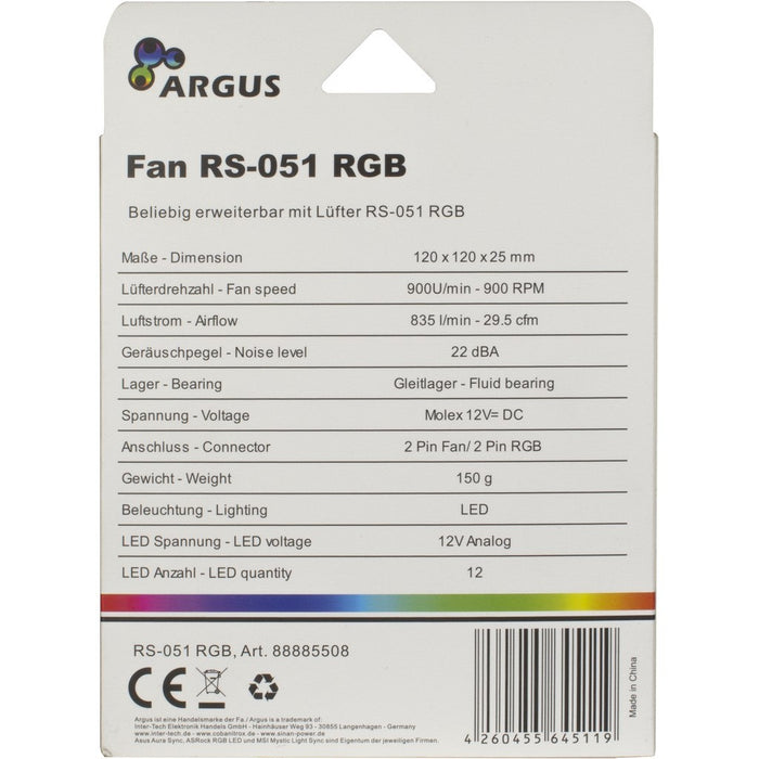 120mm Inter-Tech Argus RS-051 RGB