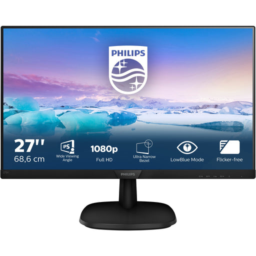 6cm/27'' (1920x1080) Philips V-Line 273V7QDSB 5ms 16:9 IPS HDMI VGA DVI VESA Full HD Black