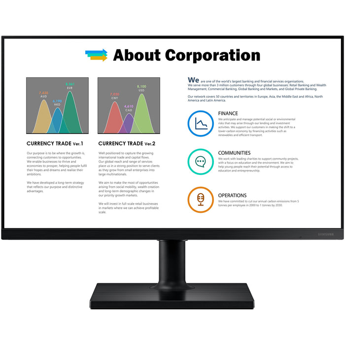 61cm/24'' (1920x1080) Samsung LF24T450FQR 16:9 5ms USB 2xHDMI DisplayPort VESA Pivot Full HD Black