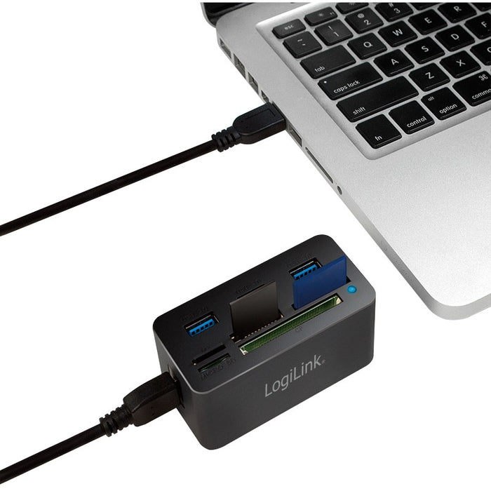 LogiLink CR0042 USB 3.0 HUB 3-Port 3x USB 3.0  All-in-One Kartenleser