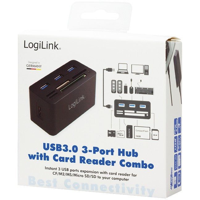 LogiLink CR0042 USB 3.0 HUB 3-Port 3x USB 3.0  All-in-One Kartenleser