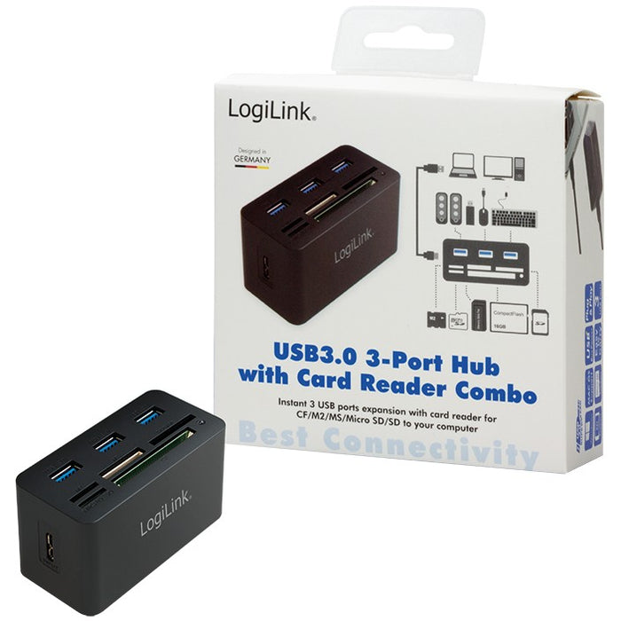 LogiLink CR0042 USB 3.0 HUB 3-Port 3x USB 3.0  All-in-One Kartenleser