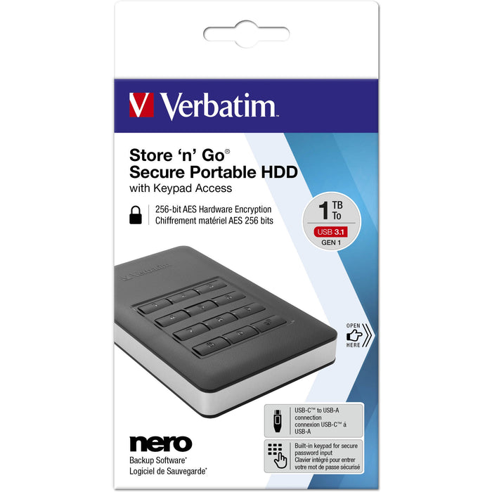 2TB Verbatim Store 'n' Go Keypad Access