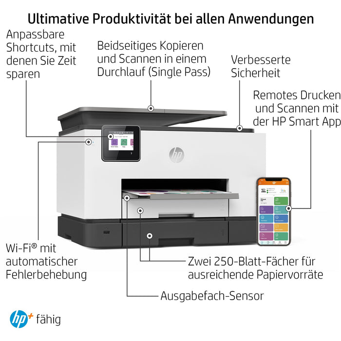 T HP OfficeJet Pro 9022e Tintenstrahldrucker 4in1 A4 LAN WiFi Duplex ADF