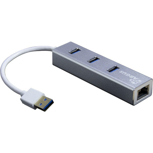 USB3.0 HUB 3Port Inter-Tech Argus IT-310-S 1x RJ45 Gigabit Lan passiv Silver