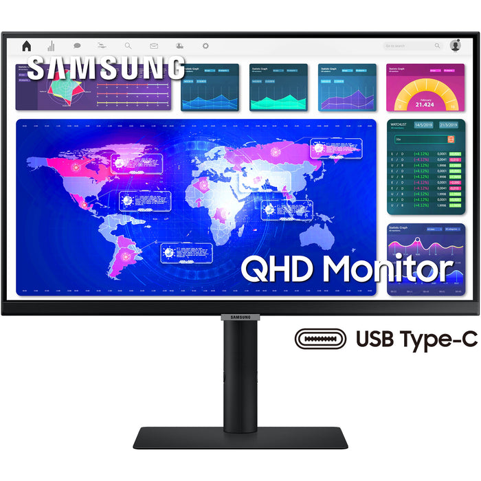 61cm/24'' (2560x1440) Samsung S24A600UCU 16:9 5ms IPS HDMI DisplayPort USB-C VESA Pivot QHD Black