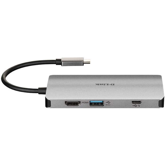 USB-C HUB 8Port D-Link DUB-M810 3xUSB3.0 USB-C HDMI 4K SD microSD Gigabit Lan RJ45 passiv Grey