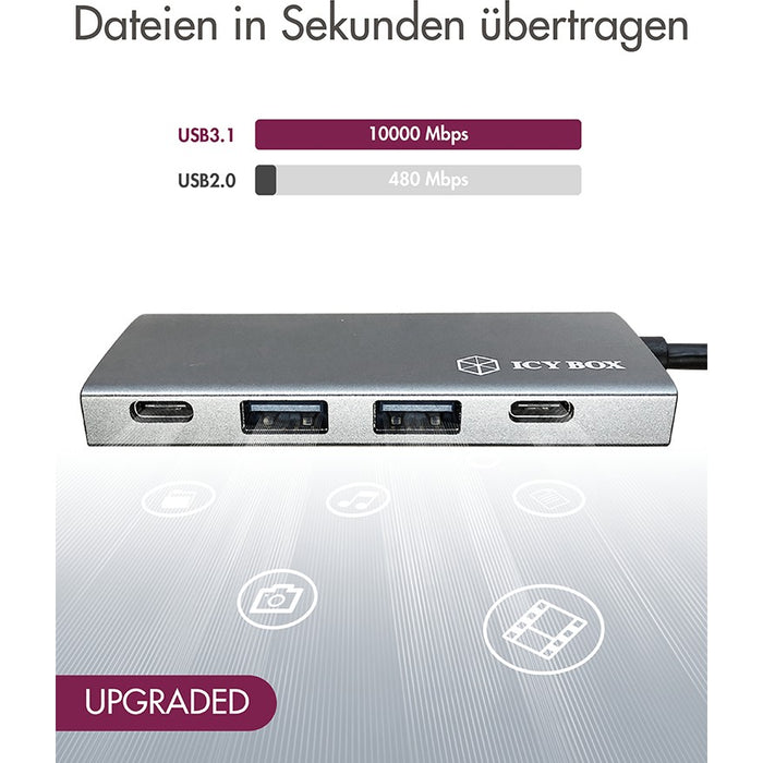 ICY BOX IB-HUB1428-C31 USB-C HUB 4-Port 2xUSB-C  2xUSB 3.1