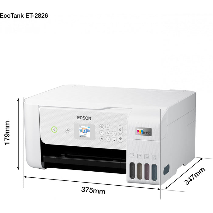 T Epson EcoTank ET-2826 Tintenstrahldrucker 3in1 A4 WLAN WiFi Weiss