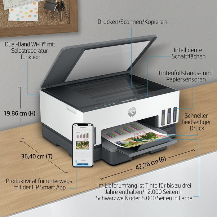 T HP Smart Tank 7005 Tinte-Multifunktionsdrucker 3in1 A4 Bluetooth WiFi Duplex