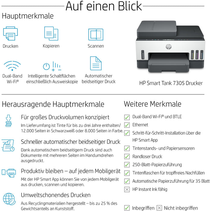 T HP Smart Tank 7305 3in1/A4/LAN/Bluetooth/WiFi/Duplex