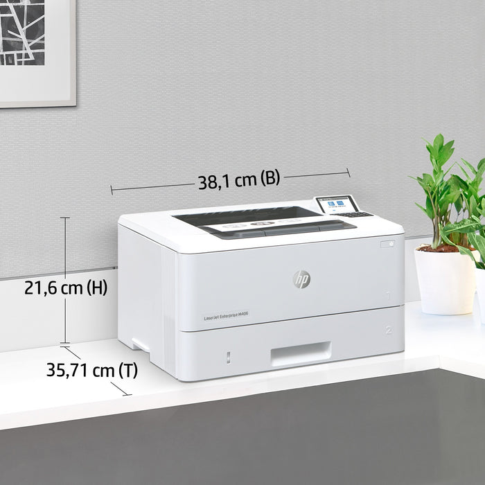 L HP LaserJet Enterprise M406DN S/W-Laserdrucker 38 S./Min. A4 LAN Duplex