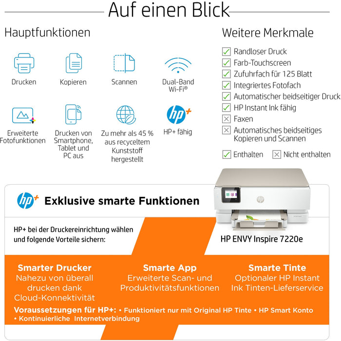 T HP ENVY Inspire 7220e 3in1 HP+ A4 WLAN Bluetooth Airprint Duplex