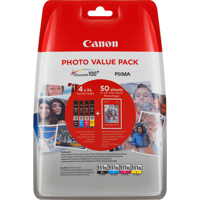 Canon Tinte CLI-551XL 6443B006 Multipack BKCMY+Fotopapier