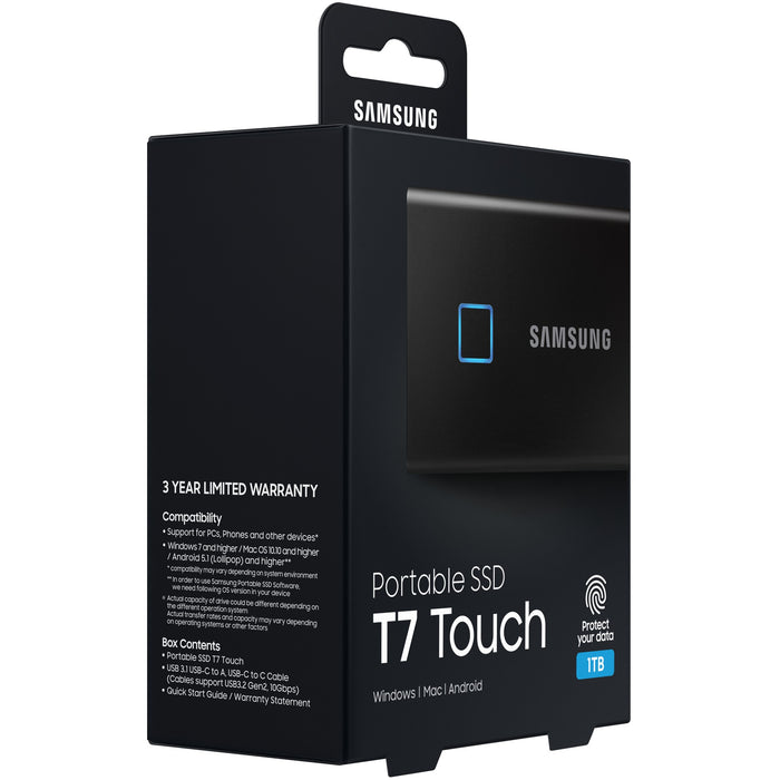 1TB Samsung Portable T7 Touch USB 3.2 Gen2 Schwarz retail