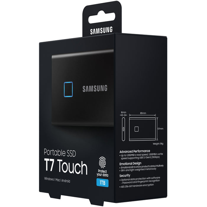 1TB Samsung Portable T7 Touch USB 3.2 Gen2 Schwarz retail