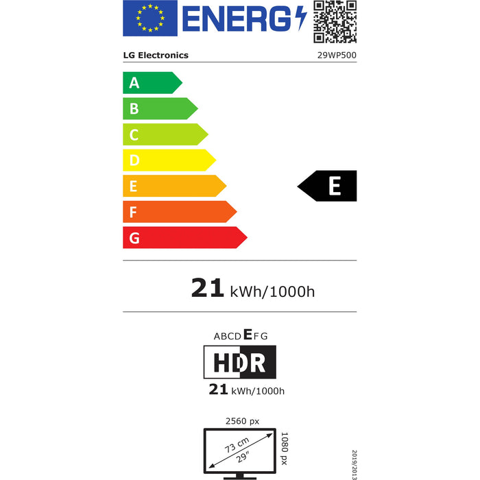 73cm/29'' (2560x1080) LG 29WP500-B 21:9 5ms IPS 2xHDMI VESA UWFHD Black