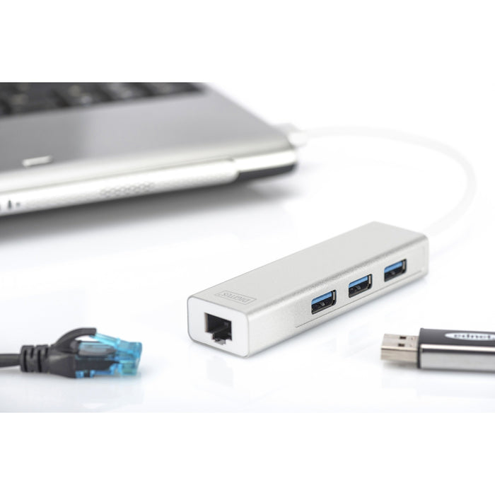 Digitus DA-70250-1 USB 3.0 HUB 4-Port 3xUSB 3.0  1xGigabit LAN