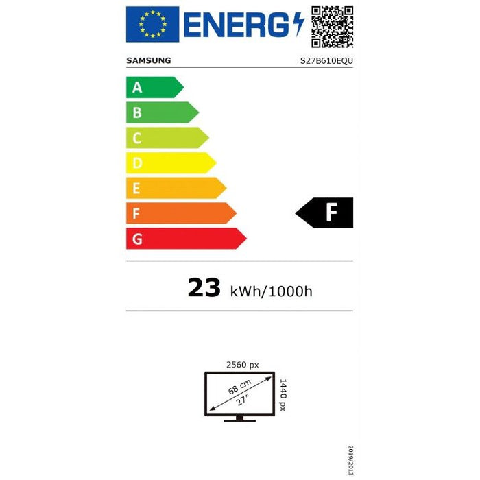 68cm/27'' (2560x1440) Samsung S27B610EQU 16:9 5ms IPS 2xHDMI DisplayPort VESA Pivot WQHD Black