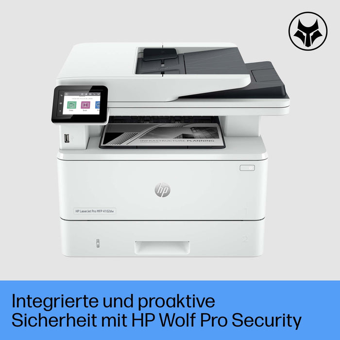 L HP LaserJet Pro MFP 4102DW S/W-Laserdrucker 3in1 40S.Min/ A4 LAN WLAN ADF Duplex