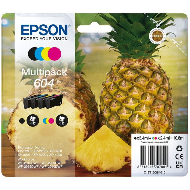 Epson Tinte 604 C13T10G64010 4er Multipack (BKMCY) bis zu 130 Seiten