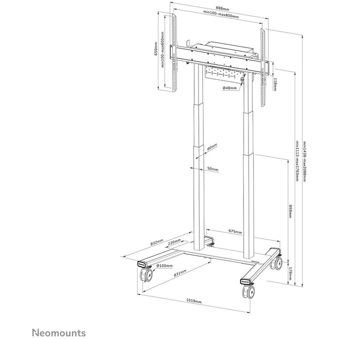 Motorisierter Bodenständer für Flachbild-Fernseher bis 100'' (254 cm) 110Kg FL55-875WH1 Neomounts White