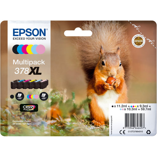 Epson Tinte 378XL C13T37984010 Multipack (BKMCY/Hellmagenta/Hellcyan) 6er bis zu 830 Seiten