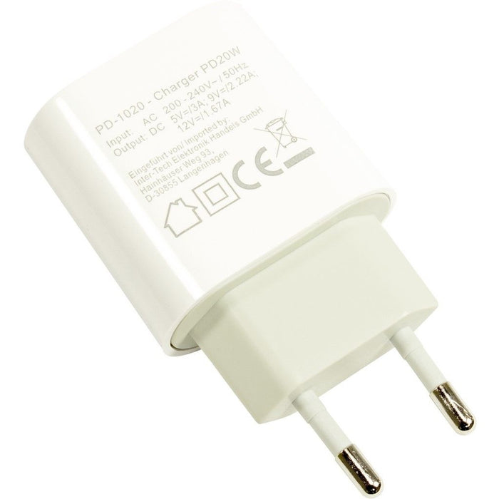 Charger USB-C 20W Quick Charge White INTER-TECH PD-1020