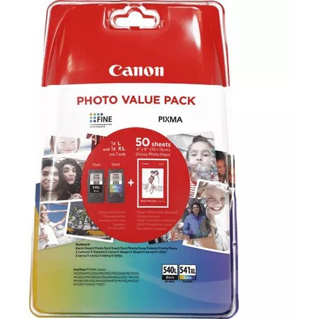 Canon Tinte PG-540L/CL-541XL 5224B007 2er Pack (BK/Color) bis zu 300 Seiten gemäß ISO/IEC 24711 + Fotopapier