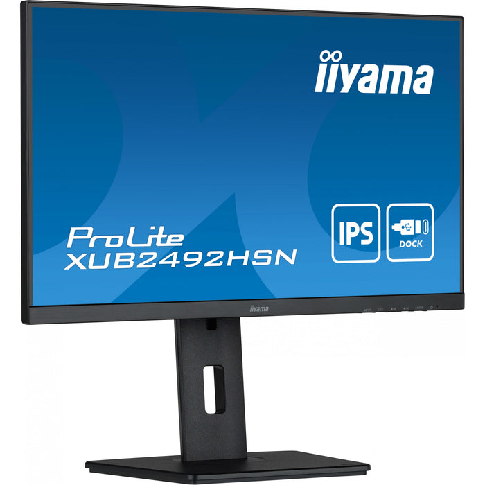 61cm/24'' (1920x1080) Iiyama ProLite XUB2492HSN-B5 16:9 4ms IPS HDMI DisplayPort USB-C VESA Pivot Speaker FHD Black