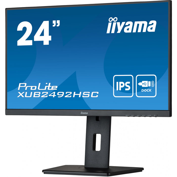 61cm/24'' (1920x1080) Iiyama XUB2492HSC-B5 16:9 4ms IPS HDMI DisplayPort USB VESA Pivot Speaker FullHD Black