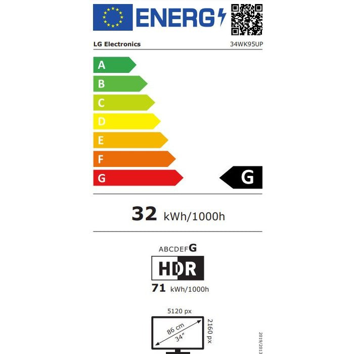 86cm/34'' (5120x2160) LG 34WK95UP-W WUHD DP 2x HDMI Thunderbolt 3 LS