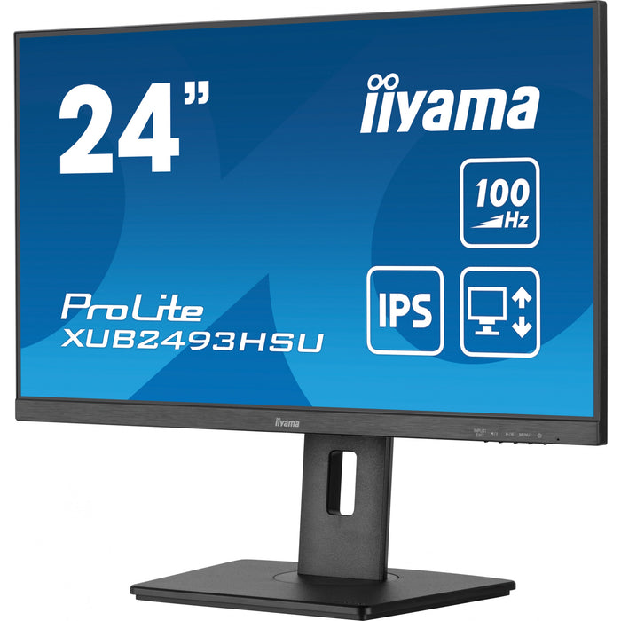 61cm/24" (1920x1080) Iiyama ProLite XUB2493HSU-B6 16:9 FHD IPS 100Hz 1ms HDMI DP Pivot Vesa Speaker Black