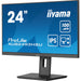 61cm/24" (1920x1080) iiyama ProLite XUB2493HSU-B6 16:9 FHD IPS 100Hz 1ms HDMI DP Pivot Vesa Speaker Black