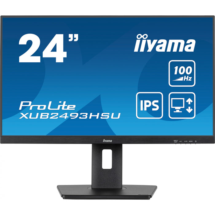 61cm/24" (1920x1080) iiyama ProLite XUB2493HSU-B6 16:9 FHD IPS 100Hz 1ms HDMI DP Pivot Vesa Speaker Black