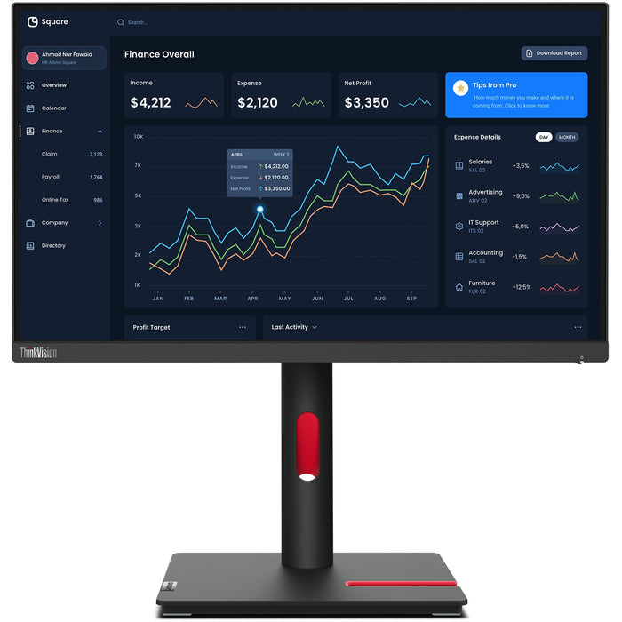 Custom Gaming Desktop PCs - Ireland - GAMEFORCE.IE-  54,6cm/21,5" (1920x1080) Lenovo ThinkVision T22i-30 16:9 FHD IPS 60Hz 4ms HDMI VGA DP USB Pivot Black