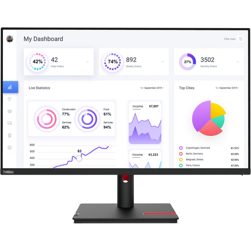 5" (3840x2160) Lenovo ThinkVision T32p-30 16:9 4K IPS 4ms 60Hz HDMI DP USB-C Pivot Black