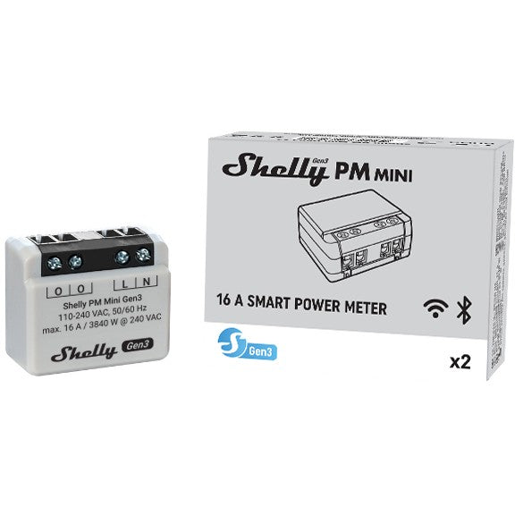 Shelly Relais "PM Mini Gen. 3" WLAN BT Unterputz