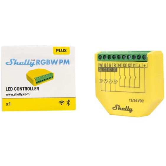Shelly Relais "Plus RGBW PM" WLAN Bluetooth LED Lichtcontroller Unterputz