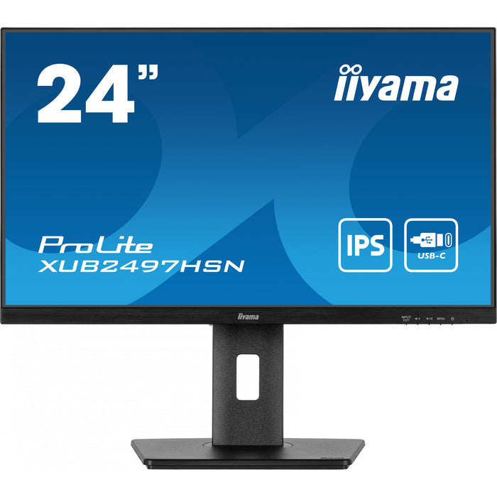 5cm/24" (1920x1080) Iiyama PROLITE XUB2497HSN-B1 16:9 FHD IPS 1ms 100Hz HDMI DP USB-C RJ45 Speaker Pivot Black