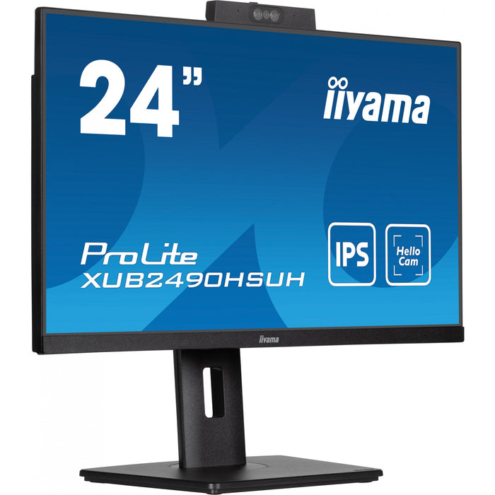 61cm/24" (1920x1080) Iiyama ProLite XUB2490HSUH-B1 16:9 FHD IPS 4ms 100Hz HDMI DP USB Webcam Speaker Pivot Black