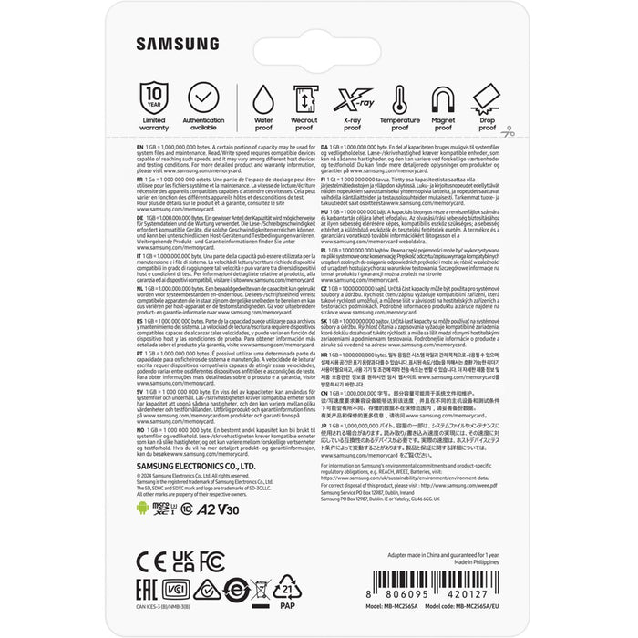 CARD 256GB Samsung EVO PLUS microSDXC UHS-I U3 inkl. SD Adapter