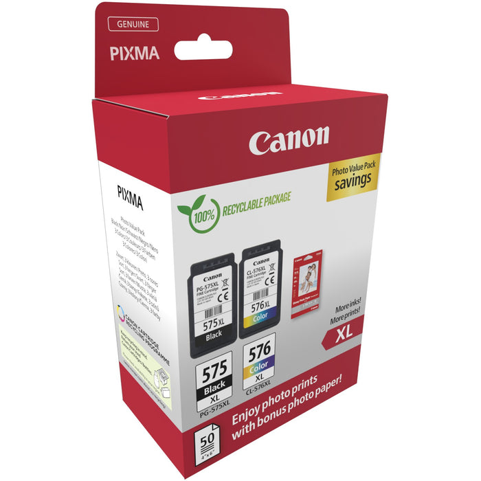 Canon Tinte PG-575XL/CL-576XL 2er Multipack (BK/Color) inkl. Fotopapier